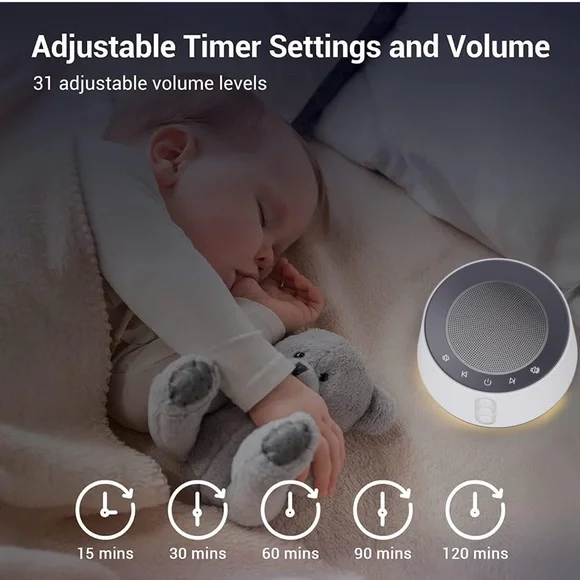 White Noise Sound Machine 14 Soothing Sounds 10 Levels Night Light Nursery - Picture 2 of 16